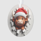 Fluffy Highland Cow Festive Ornament (voorkant)