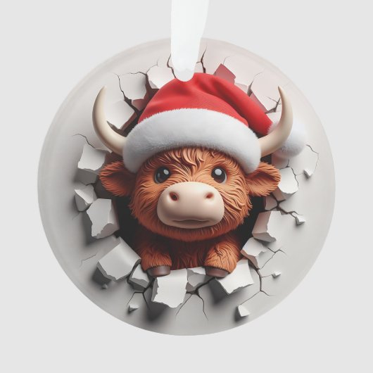 Fluffy Highland Cow Festive Ornament (voorkant)