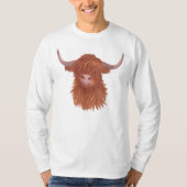 Fluffy Highland Koe Illustratie  T-shirt (Voorkant)