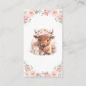 Fluffy Highland Koe Roze Bloemen Boeken voor Baby Informatiekaartje (Achterkant)