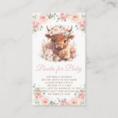 Fluffy Highland Koe Roze Bloemen Boeken voor Baby Informatiekaartje (Voorkant)