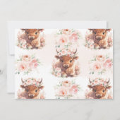 Fluffy Highland Koe Roze Blush Bloemen Baby shower Bedankkaart (Achterkant)