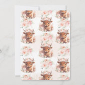 Fluffy Highland Koe Roze Blush Bloemen Baby shower Kaart (Achterkant)
