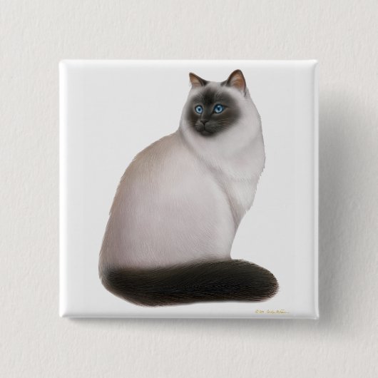 Fluffy Himalayan Cat Pin Vierkante Button 5,1 Cm (Voorkant)