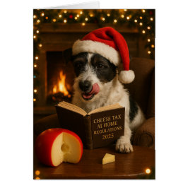 Fluffy Jack Russell 'Kaasbelasting' kerstkaart