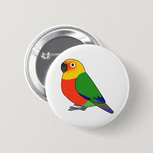 Fluffy jenday conure cartoon ronde button 5,7 cm (Voorkant /achterkant)