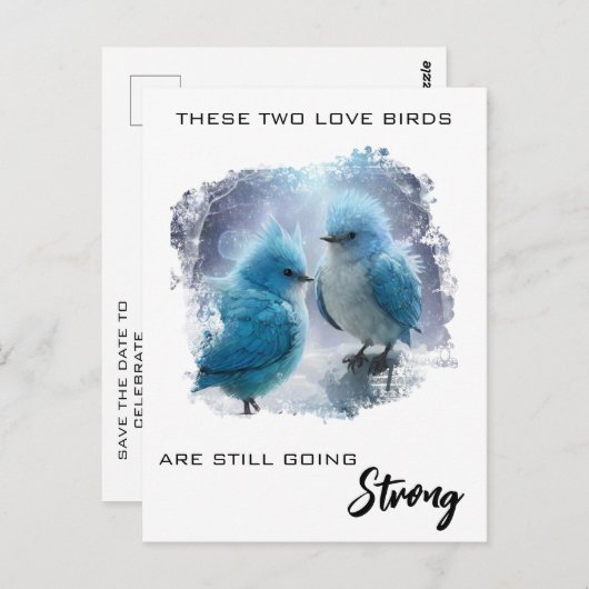 *~* Fluffy Jubileum Tortelduifjes AP54 Art Briefkaart (Voorkant / Achterkant)