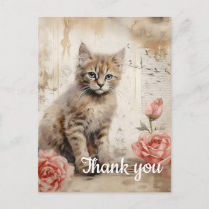 Fluffy kat Dank je 13 Briefkaart