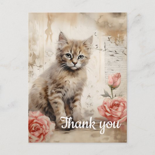 Fluffy kat Dank je 13 Briefkaart (Voorkant)
