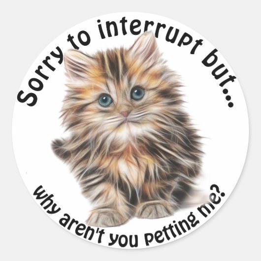 Fluffy Kat Funny Pet Me Quote Ronde Sticker (Voorkant)