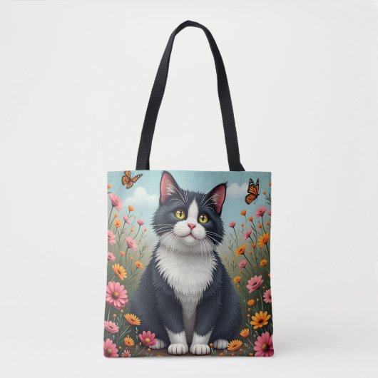 Fluffy kat in de tuin tote bag (Voorkant)