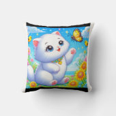 Fluffy kat spelen met vlinder kussen (Achterkant)