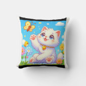 Fluffy kat spelen met vlinder kussen (Voorkant)