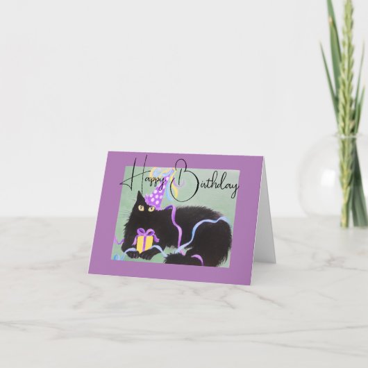 FLUFFY KAT, VERJAARDAG KAART (Voorkant)