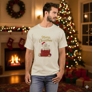 Fluffy Kerst Kitty Sinterklaas Hoed T-Shirt