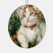 Fluffy kerstkat Waterverf Keramisch Ornament (Links)