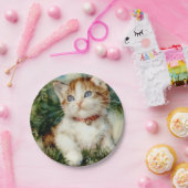 Fluffy kerstkat Waterverf Papieren Bordje (Feest)