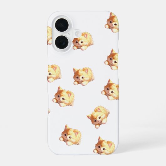 Fluffy Kitten Cute Pattern Phone Case iPhone 16 Hoesje (Achterkant)