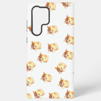 Fluffy Kitten Cute Pattern Phone Case Samsung Galaxy Hoesje