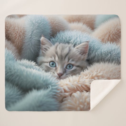 Fluffy Kitten in een Zachte Deken (Voorkant (horizontaal))