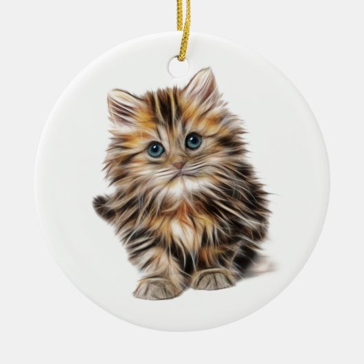 Fluffy Kitten Keramisch Ornament (Voorkant)