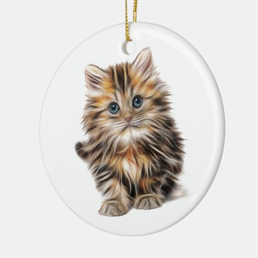 Fluffy Kitten Keramisch Ornament (Links)