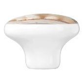 Fluffy kitten met blauwe boog bij banketbakkerij keramische knop (Zijkant)