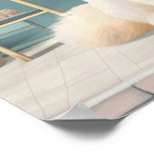 Fluffy kitten met blauwe boog bij banketbakkerij poster (Hoek)