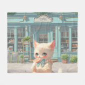 Fluffy Kitten met Lollipop bij Pastry Shop Fleece Deken (Voorkant (Horizontaal))