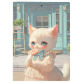 Fluffy Kitten met Lollipop bij Pastry Shop Klembord (Achterkant)