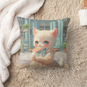 Fluffy Kitten met Lollipop bij Pastry Shop Kussen (Deken)