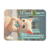 Fluffy Kitten met Lollipop bij Pastry Shop Magneet (Horizontaal)