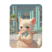 Fluffy Kitten met Lollipop bij Pastry Shop Magneet (Verticaal)