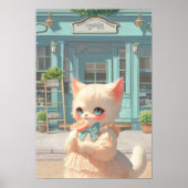 Fluffy Kitten met Lollipop bij Pastry Shop Poster (Voorkant)