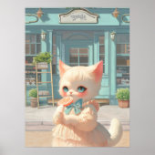 Fluffy Kitten met Lollipop bij Pastry Shop Poster (Voorkant)