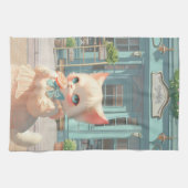 Fluffy Kitten met Lollipop bij Pastry Shop Theedoek (Horizontaal)