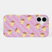 Fluffy Kitten Pink Stripe Phone Case iPhone 16 Hoesje (Achterkant horizontaal)
