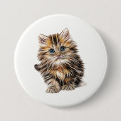 Fluffy Kitten Ronde Button 7,6 Cm (Voorkant)