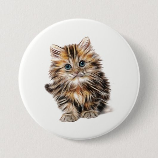 Fluffy Kitten Ronde Button 7,6 Cm (Voorkant)