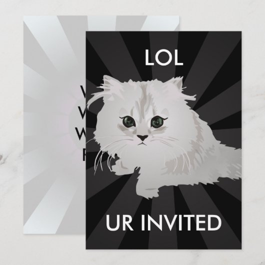 Fluffy Kitten uitnodiging (Voorkant / Achterkant)