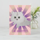 Fluffy Kitten uitnodiging (Staand voorkant)