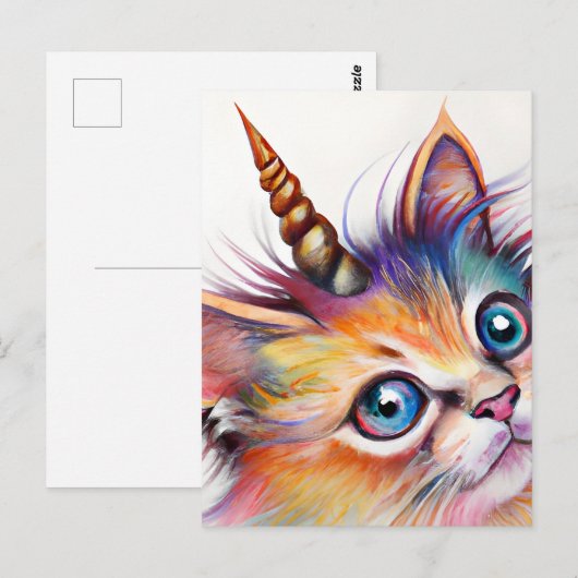 Fluffy Kitten Unicorn Briefkaart (Voorkant / Achterkant)
