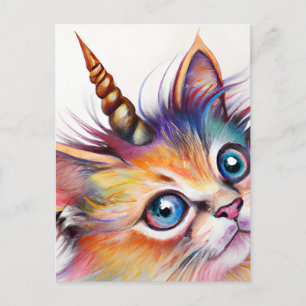 Fluffy Kitten Unicorn Briefkaart