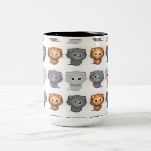 Fluffy Kittens Patroon Tweekleurige Koffiemok (Center)