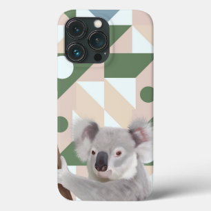 Fluffy Koala groene geometrische achtergrond Case-Mate iPhone Case