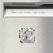 Fluffy Koala groene geometrische achtergrond Magneet (Insitu (Vaatwasser))