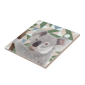 Fluffy Koala groene geometrische achtergrond Tegeltje (Zijkant)