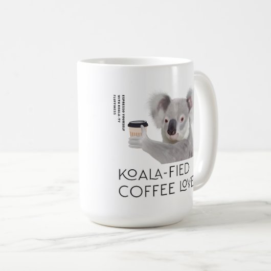 Fluffy Koala Pun Koffieliefhebbers Koffiemok (Voorkant rechts)