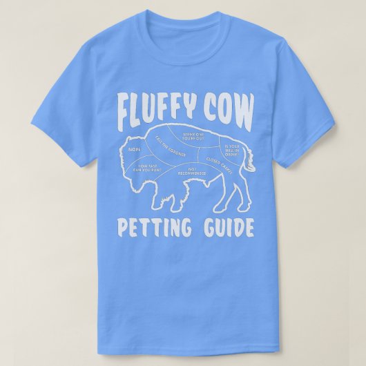 Fluffy Koe Buffalo Animal Petting Chart for Bison T-shirt (Design voorkant)