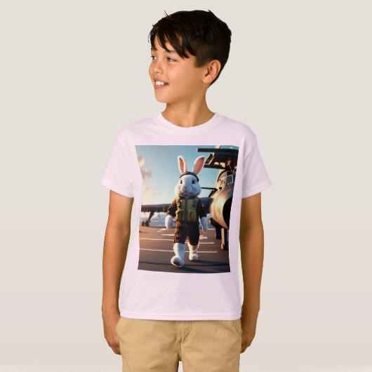 Fluffy konijn piloot t-shirt (Voorkant volledig)